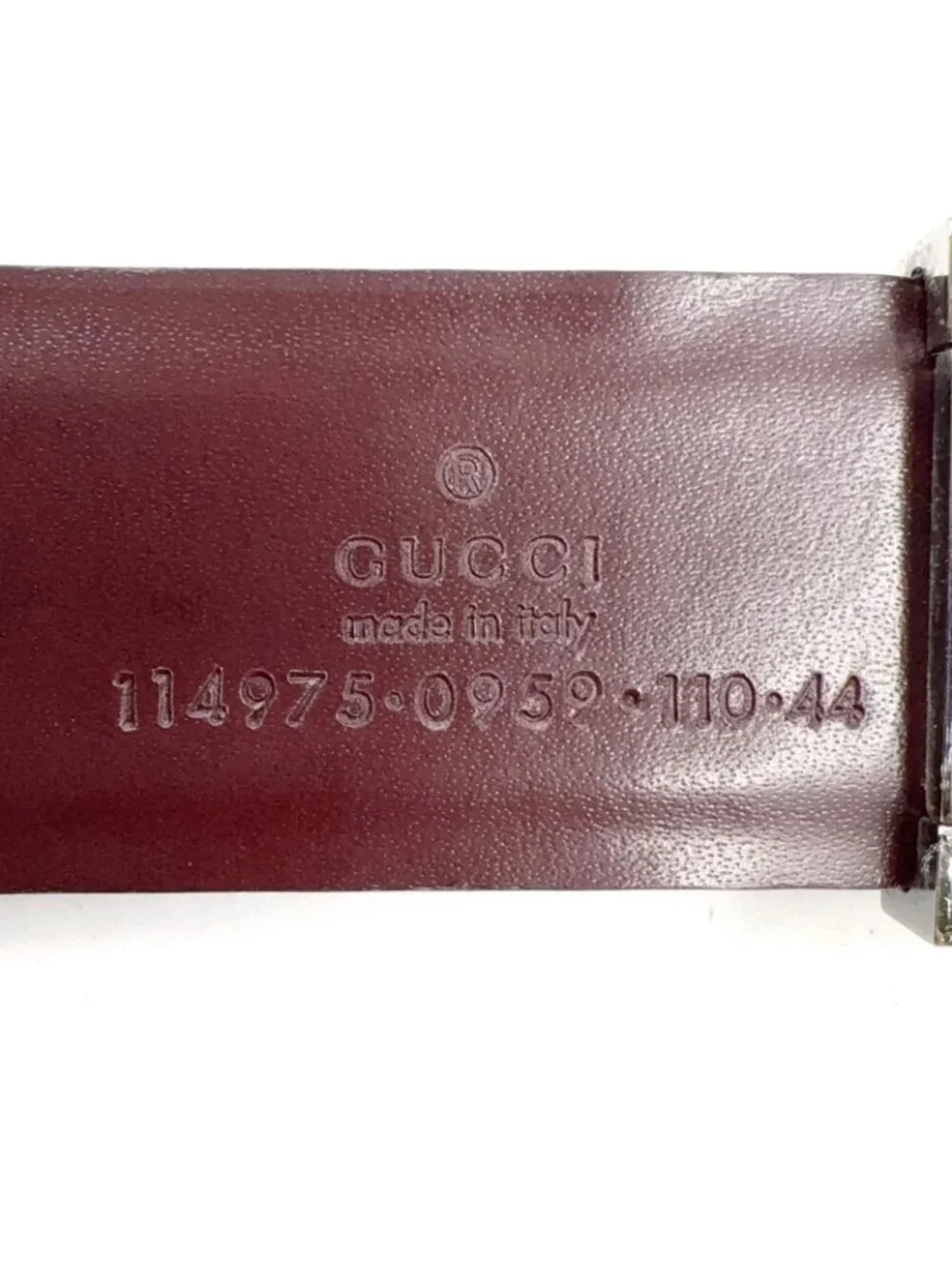 Gucci Square Buckle Leather Black Bordeaux Belt Silver